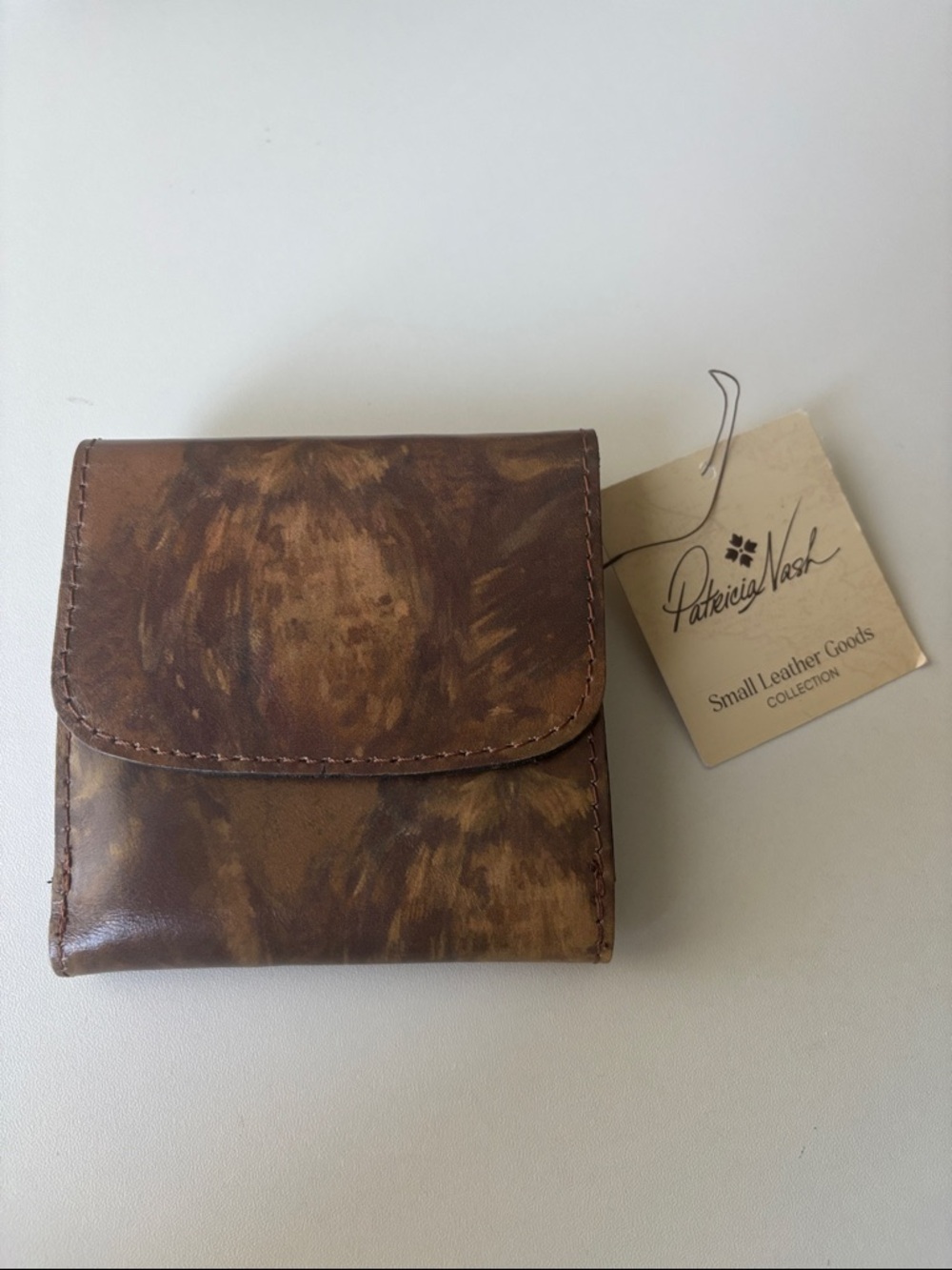Patricia Nash Brown Distressed Leather Fold Wallet NWT